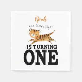 Cute Vild en jungle Tiger 1:a födelsedagsinbjudan Pappersservett