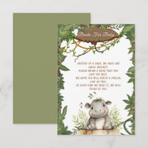 Cute Vild en safari Baby Hippopotamus Baby Shower