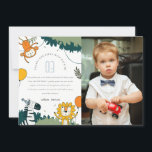 Cute Vild Jungle Animals Kids Photo Birthday Tack Kort<br><div class="desc">En VILD ROLIGT JUNGLE ANIMALS THEME BIRTHDAY Collection.- Det är en Elegant enkel Cute Minimal sketchy Illustration of tropical forest and roligt party animals - zebra, lejon och apa, perfekt för din lilla födelsedagsfest. Det är mycket enkelt att anpassa, med dina personuppgifter. Om du behöver någon annan matchande produkt eller...</div>