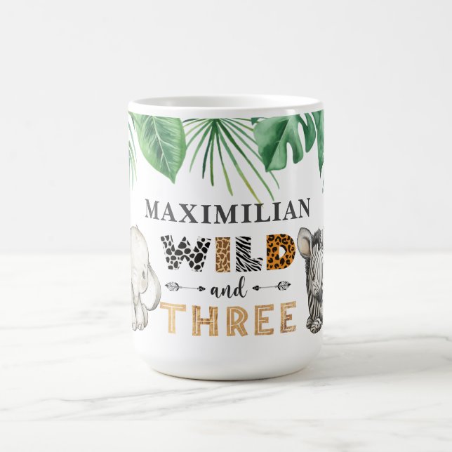 Cute Vild och tre Safari Animal Birday Kaffemugg (Center)