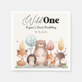 Cute Vild One Forest Woodland Animals Birthag Pappersservett