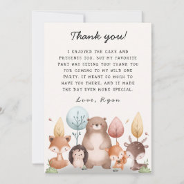Cute Vild One Forest Woodland Animals Birthag Tack Kort