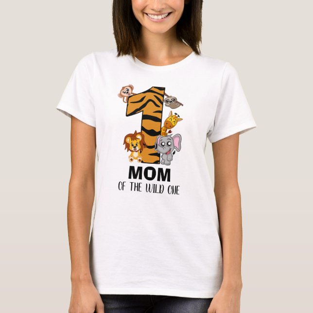 Cute Vild One Jungle Animal Safari Zoo Mamma T-Shi T Shirt (Framsida)