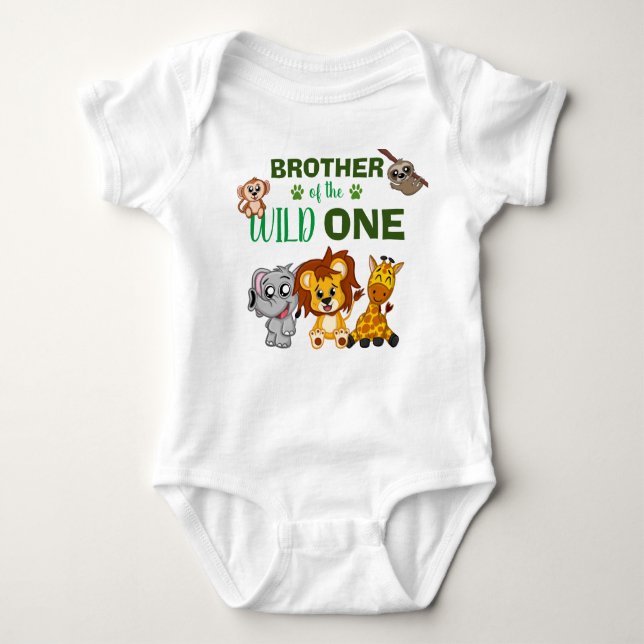 Cute Vild One Jungle Safari Animal Brother Zoo T Shirt (Framsida)