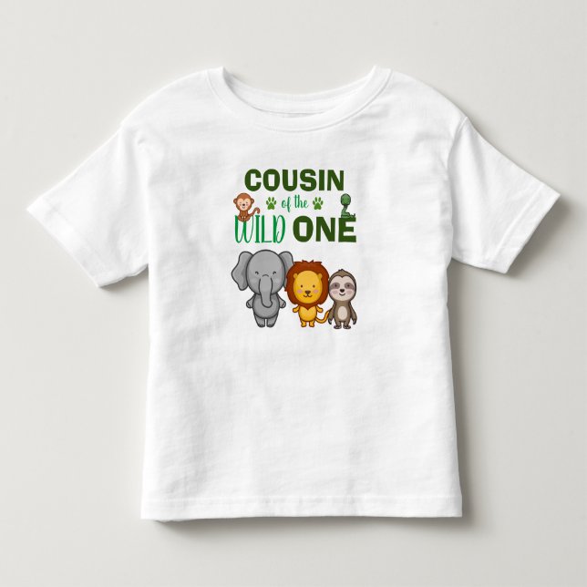 Cute Vild One Jungle Safari Animal Cousin Zoo T Shirt (Framsida)