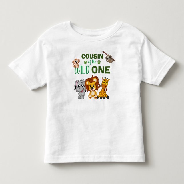 Cute Vild One Jungle Safari Animal Cousin Zoo T Shirt (Framsida)