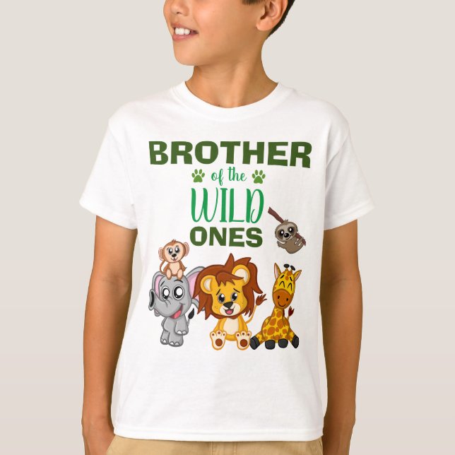 Cute Vild One Jungle Safari Animal Twillingar Brot T Shirt (Framsida)