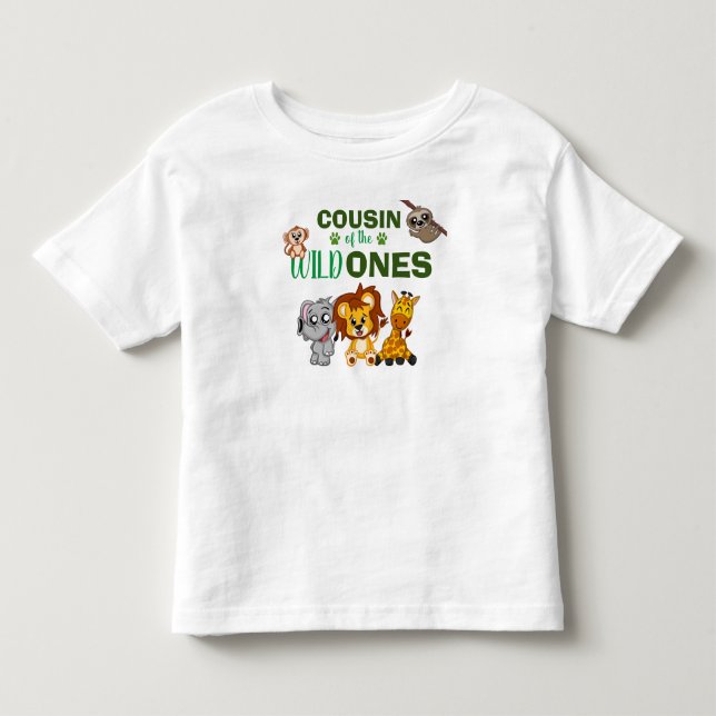 Cute Vild One Jungle Safari Animal Twillingar Cous T Shirt (Framsida)