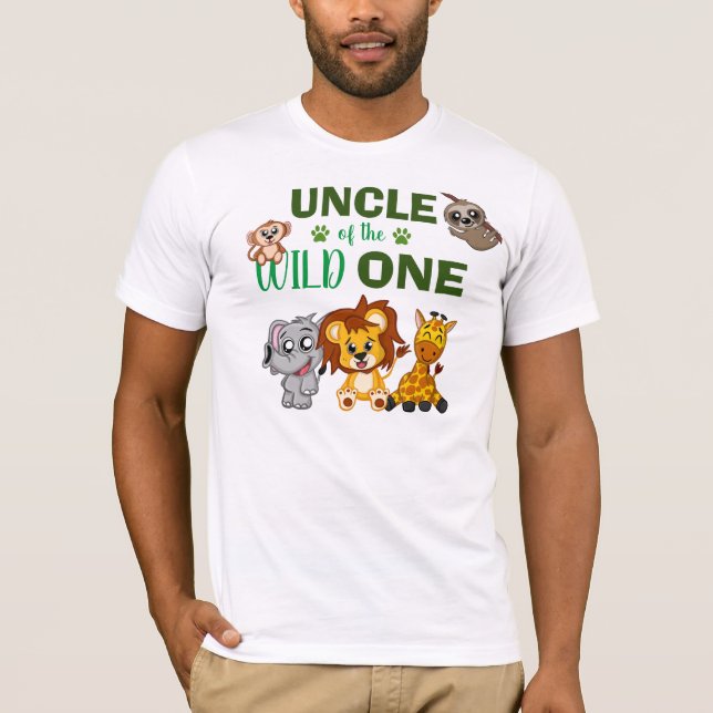 Cute Vild One Jungle Safari Zoo Animal farbror T Shirt (Framsida)