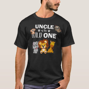 Cute Vild One Jungle Safari Zoo Animal farbror T Shirt