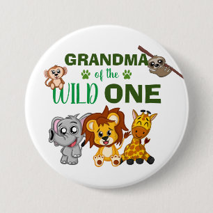 Cute Vild One Jungle Safari Zoo Animal Grandma Knapp