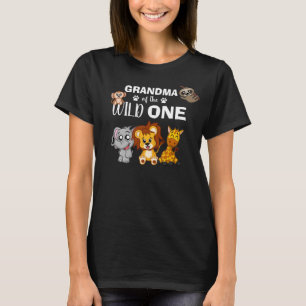 Cute Vild One Jungle Safari Zoo Animal Grandma T Shirt
