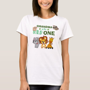 Cute Vild One Jungle Safari Zoo Animal Grandma T Shirt