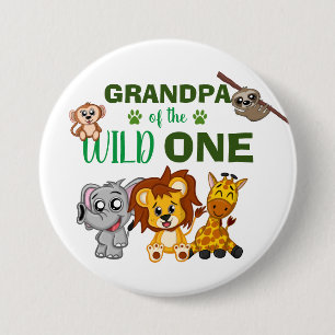 Cute Vild One Jungle Safari Zoo Animal Grandpa Knapp