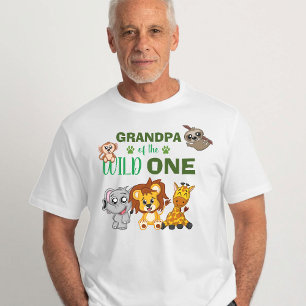 Cute Vild One Jungle Safari Zoo Animal Grandpa T Shirt