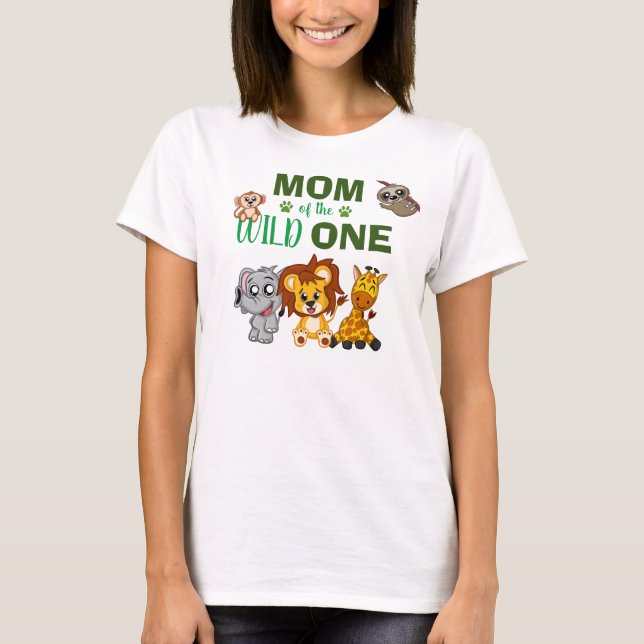 Cute Vild One Jungle Safari Zoo Animal Mamma T Shirt (Framsida)