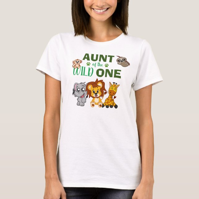 Cute Vild One Jungle Safari Zoo Animal Moster T Shirt (Framsida)