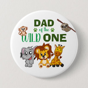 Cute Vild One Jungle Safari Zoo Animal Pappa Knapp