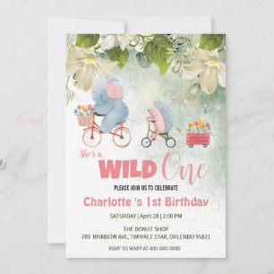 Cute Vild One Safari Animals Cycle 1st Birthday fl Inbjudningar