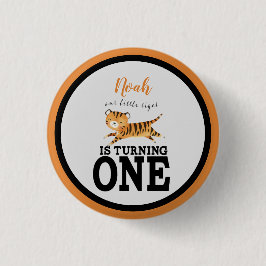 Cute Vild One Safari Jungle Tiger 1:a födelsedagen Knapp