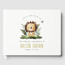 Cute Vild Tropical Jungle Animal Lejona födelsedag Gästböcker