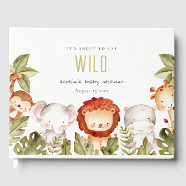 Cute Vild Tropical Safari Animals Baby Shower Gästböcker