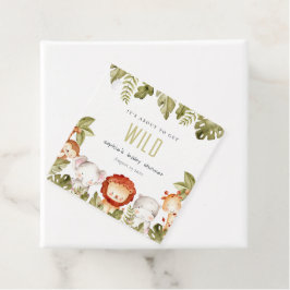 Cute Vild Tropical Safari Animals Baby Shower Gåvor Etiketter