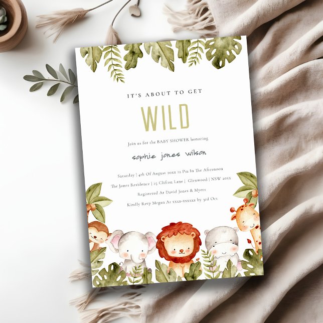 Cute Vild Tropical Safari Animals Baby Shower Inbjudningar (Skapare uppladdad)