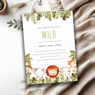 Cute Vild Tropical Safari Animals Baby Shower Inbjudningar