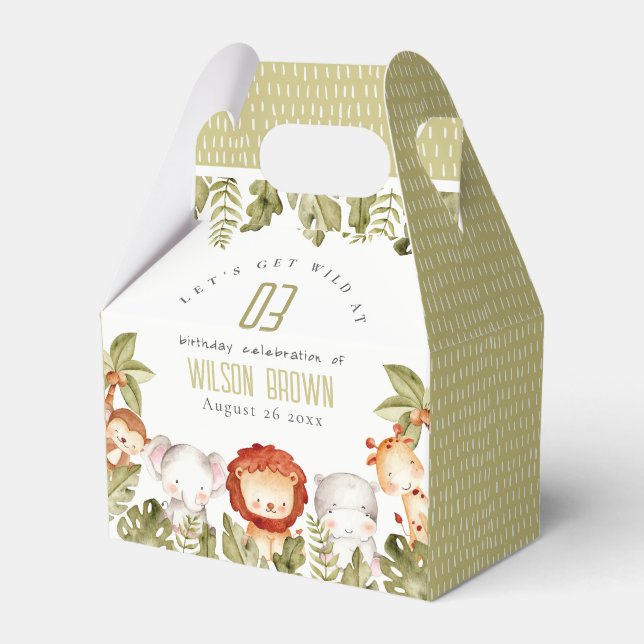 Cute Vild Tropical Safari Animals Barns födelsedag Presentaskar (Framsidan Sidan)