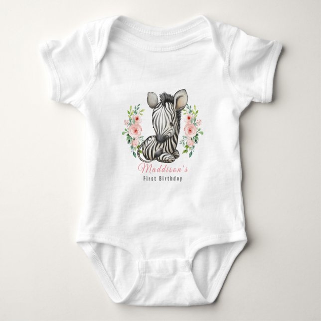 Cute Vild Zebra Baby Bodykostymer T Shirt (Framsida)