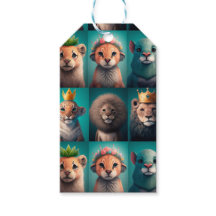 Cute vilda djur bär blått krona