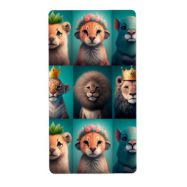 Cute vilda djur bär krona blå märkre fraktsedel