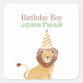 Cute Vilda djur Birthday Fyrkantigt Klistermärke