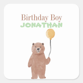 Cute Vilda djur Birthday Fyrkantigt Klistermärke