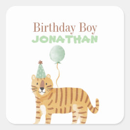 Cute Vilda djur Birthday Fyrkantigt Klistermärke