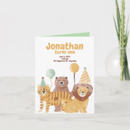 Cute Vilda djur Birthday Inbjudan