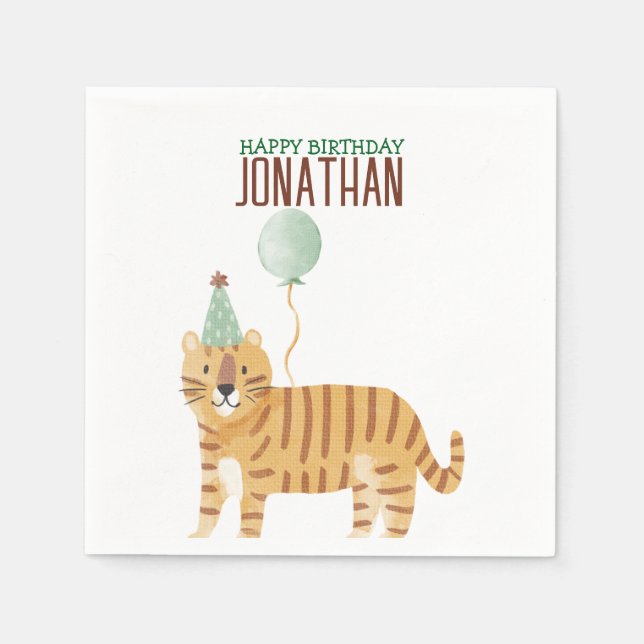 Cute Vilda djur Birthday Pappersservett (Framsidan)