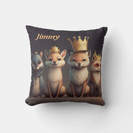 Cute vilda djur med krona dekorativ kudde