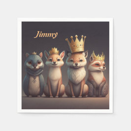 Cute vilda djur på krona pappersservett