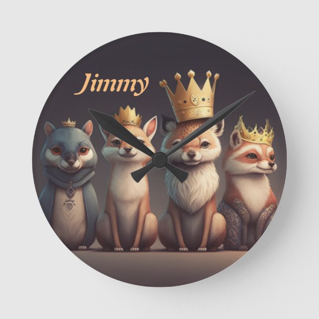 Cute vilda djur på krona rund klocka (Framsida)