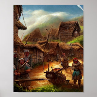Cute Village Digital Art Poster #02