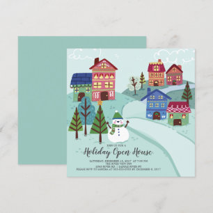 Cute Village Helgdag Open House-inbjudan Inbjudningar