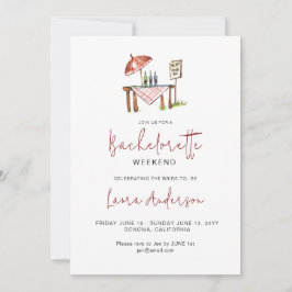 Cute Vin-smaktråd Bachelorette helg Inbjudningar
