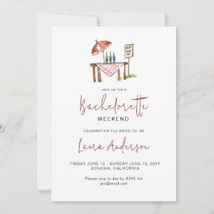Cute Vin-smaktråd Bachelorette helg Inbjudningar