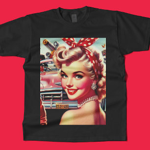 Cute Vintage 1950-talets flicka T Shirt