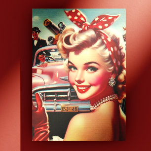 Cute Vintage 1950-talets flicka Vykort