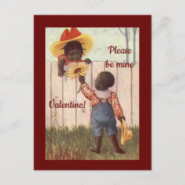 Cute Vintage African American Valentine Postcard Vykort
