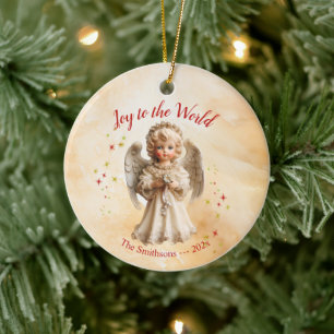Cute Vintage Angel-jul Julgransprydnad Keramik