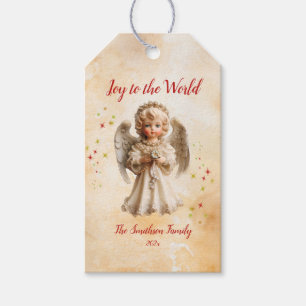Cute Vintage Angel-jul Presentetikett